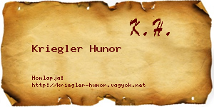 Kriegler Hunor névjegykártya